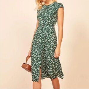 Reformation Floral Green Midi Dress